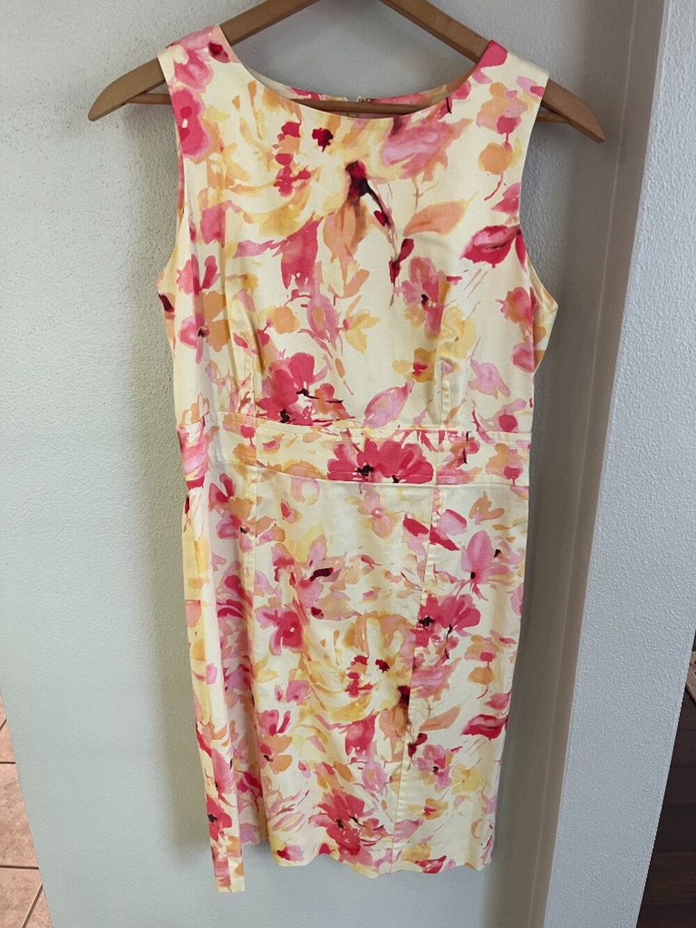 Anne Klein Floral Sleeveless Sheath Dress in Pink and Yellow